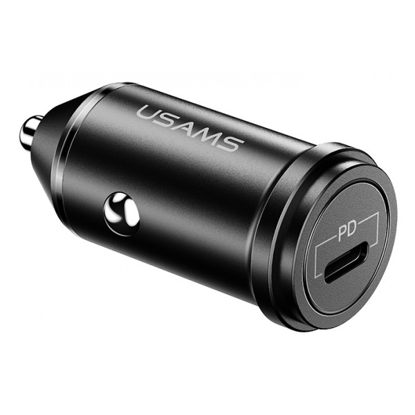 USAMS φορτιστής αυτοκινήτου C14, 1x type-C, 3A 18W, μεταλλικός, μαύρος