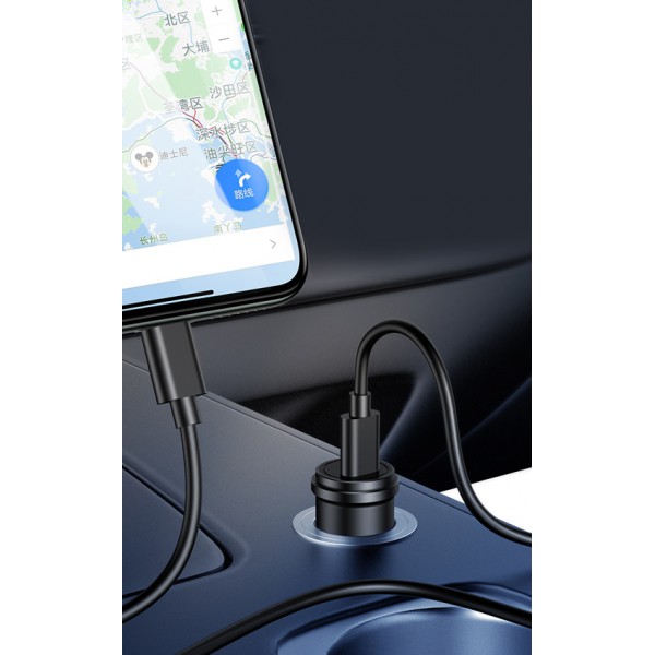 USAMS φορτιστής αυτοκινήτου C14, 1x type-C, 3A 18W, μεταλλικός, γκρι