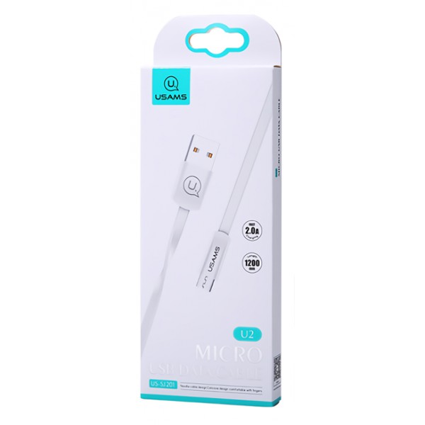USAMS Καλώδιο USB σε Micro USB US-SJ201, 1.2m, λευκό USAMS Καλώδιο USB σε Micro USB US-SJ201, 1.2m, λευκό