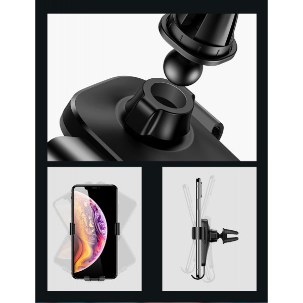 USAMS βάση αεραγωγού αυτοκινήτου Gravity Car Mount US-ZJ052, μαύρη USAMS βάση αεραγωγού αυτοκινήτου Gravity Car Mount US-ZJ052, μαύρη