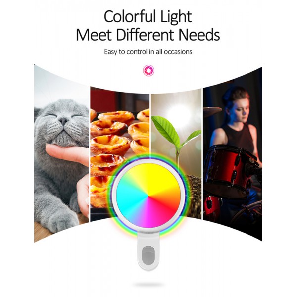 USAMS LED προβολέας για selfie, RGB led, 300mAh, λευκός USAMS LED προβολέας για selfie, RGB led, 300mAh, λευκός