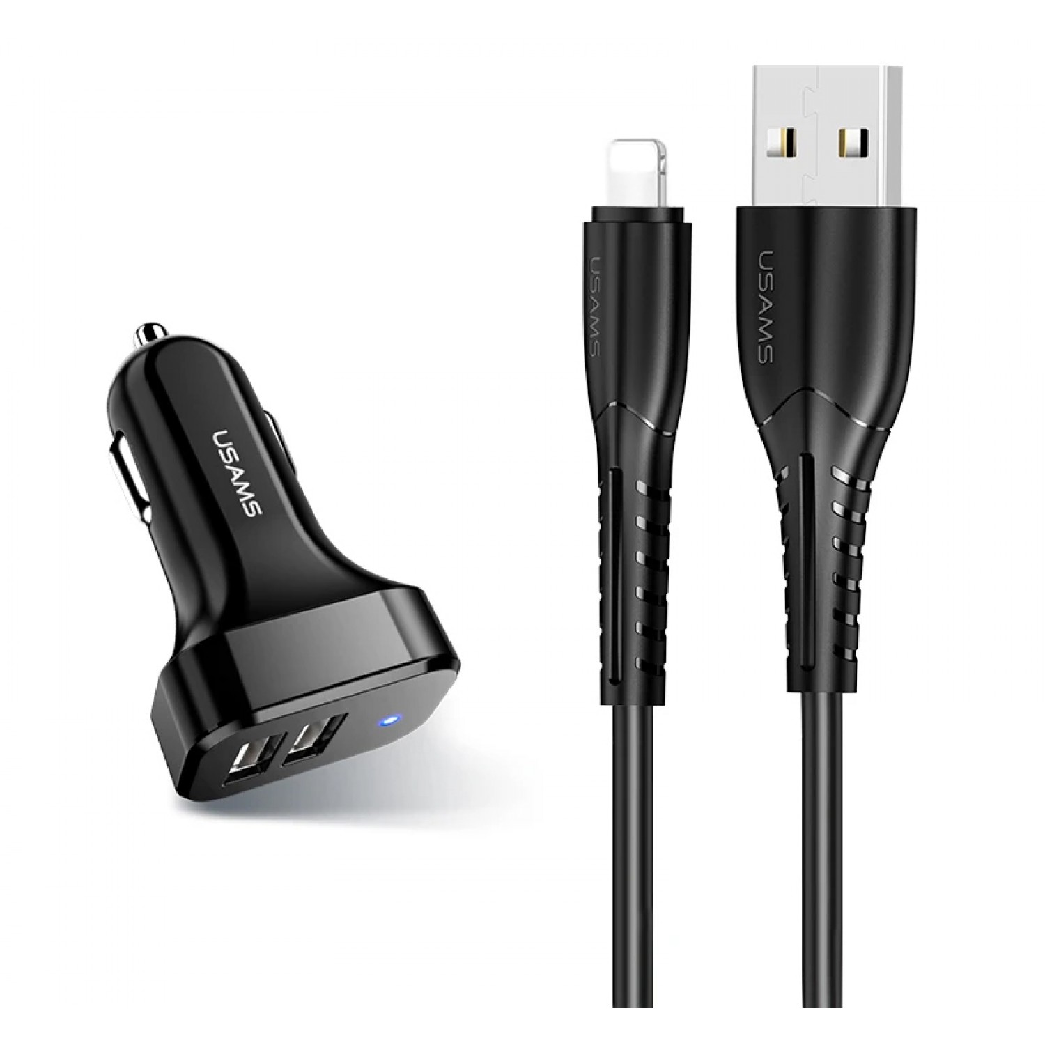 USAMS φορτιστής αυτοκινήτου C13 & καλώδιο Lightning, 2x USB, 2.1A, μαύρο USAMS φορτιστής αυτοκινήτου C13 & καλώδιο Lightning, 2x USB, 2.1A, μαύρο