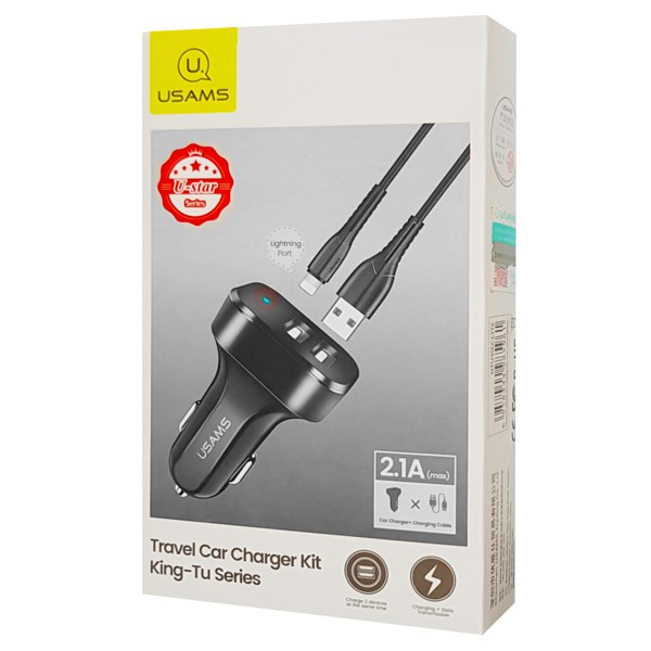 USAMS φορτιστής αυτοκινήτου C13 & καλώδιο Lightning, 2x USB, 2.1A, μαύρο USAMS φορτιστής αυτοκινήτου C13 & καλώδιο Lightning, 2x USB, 2.1A, μαύρο