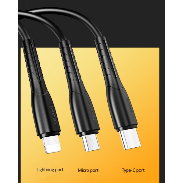 USAMS φορτιστής αυτοκινήτου C13 & καλώδιο 3 σε 1, 2x USB, 2.1A, μαύρο USAMS φορτιστής αυτοκινήτου C13 & καλώδιο 3 σε 1, 2x USB, 2.1A, μαύρο