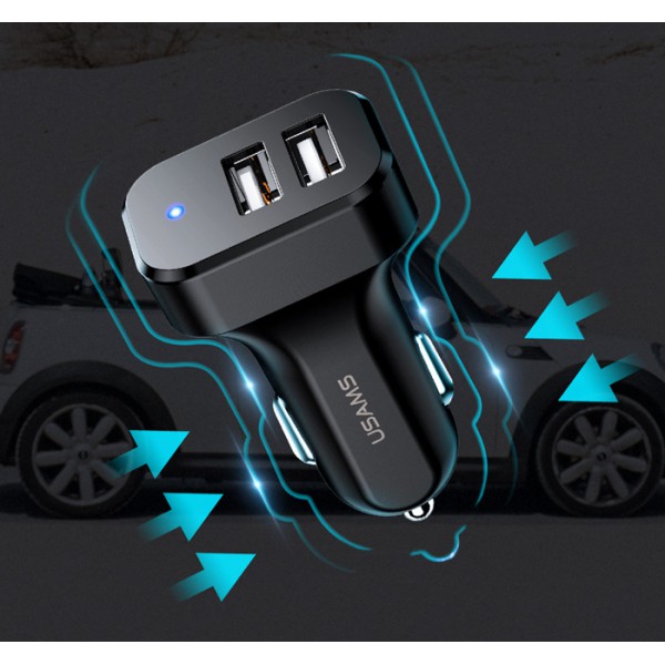 USAMS φορτιστής αυτοκινήτου C13 & καλώδιο 3 σε 1, 2x USB, 2.1A, μαύρο USAMS φορτιστής αυτοκινήτου C13 & καλώδιο 3 σε 1, 2x USB, 2.1A, μαύρο