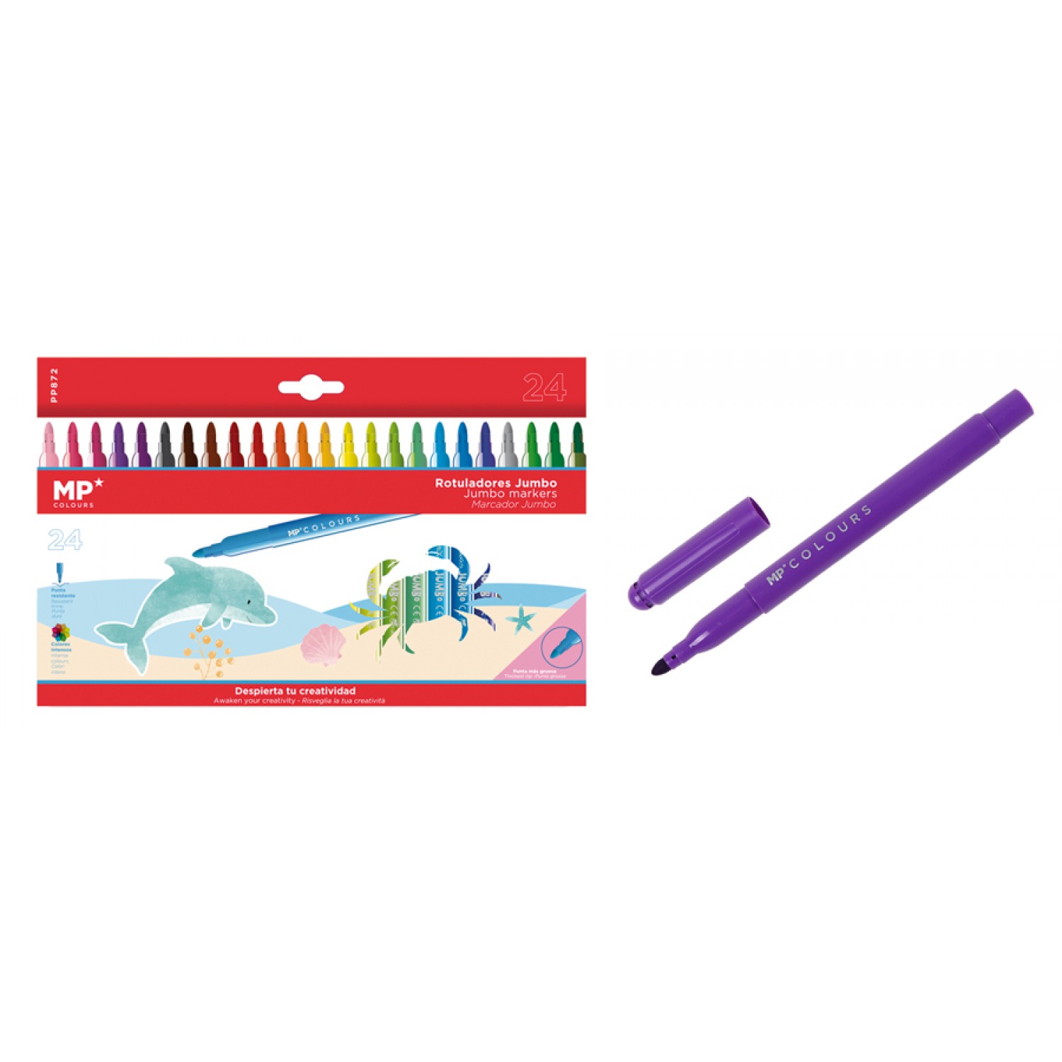 MP σετ χρωματιστών μαρκαδόρων Jumbo με χοντρή μύτη PP872, 24τμχ MP σετ χρωματιστών μαρκαδόρων Jumbo με χοντρή μύτη PP872, 24τμχ
