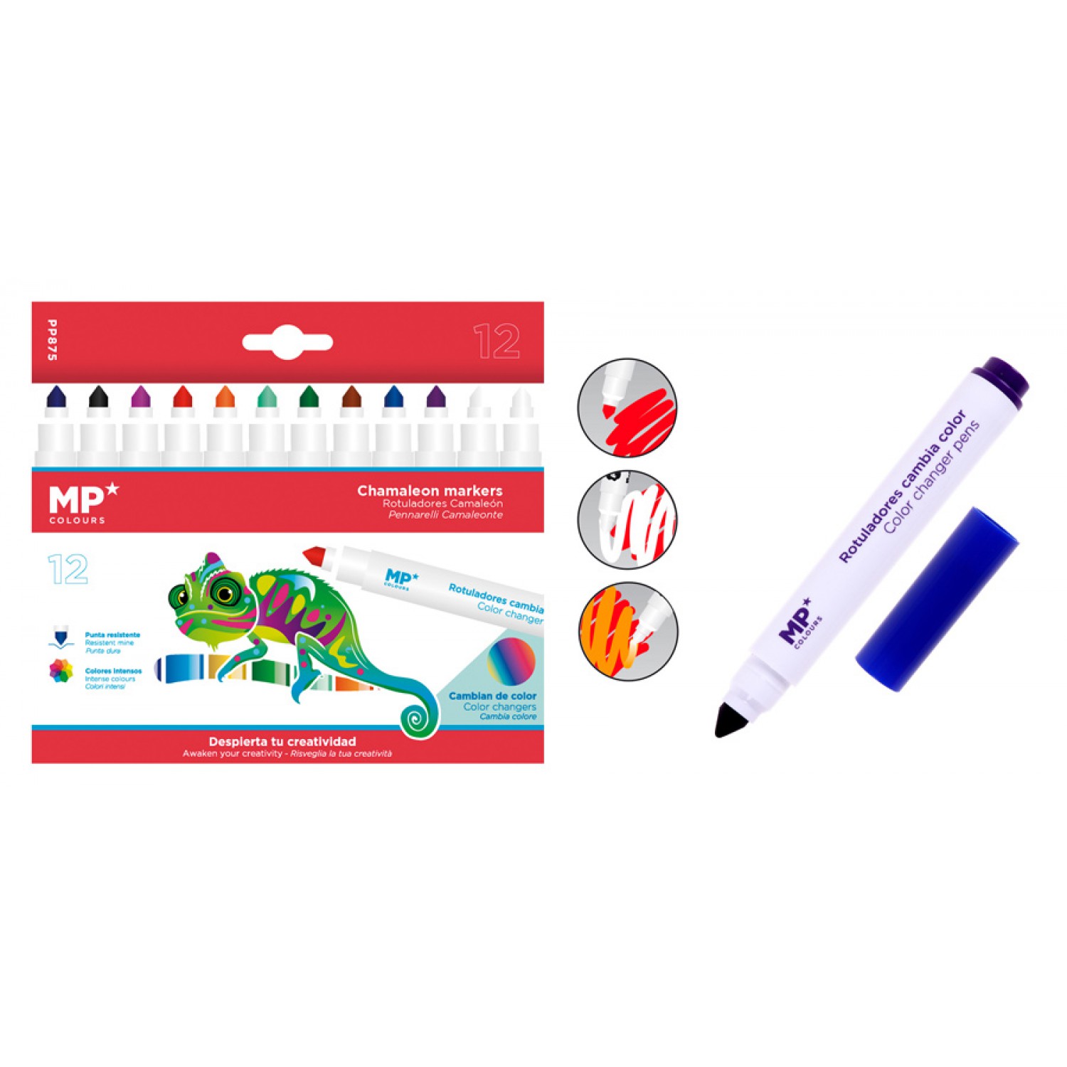 MP σετ χρωματιστών μαρκαδόρων σειράς Cameleon PP875, 12τμχ MP σετ χρωματιστών μαρκαδόρων σειράς Cameleon PP875, 12τμχ