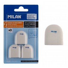 MILAN γόμα BNM10258, 28 x 30 x 13mm, σετ 3τμχ, λευκή