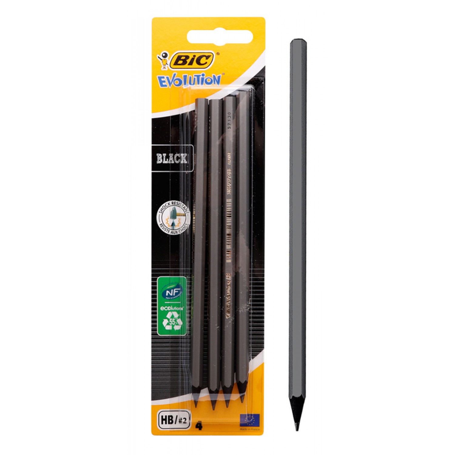 BIC μολύβι γραφίτη 216896016 Evolution, εξάγωνο, HB, μαύρο, 4τμχ