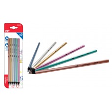 MP χρωματιστές ξυλομπογιές PE328, τρίγωνες, μεταλλικό χρώμα, 6τμχ