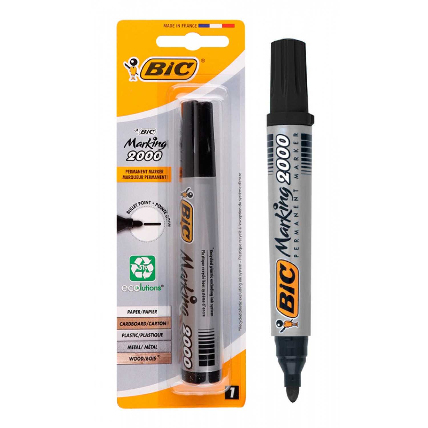BIC ανεξίτηλος μαρκαδόρος 2000, bullet point, μαύρος BIC ανεξίτηλος μαρκαδόρος 2000, bullet point, μαύρος