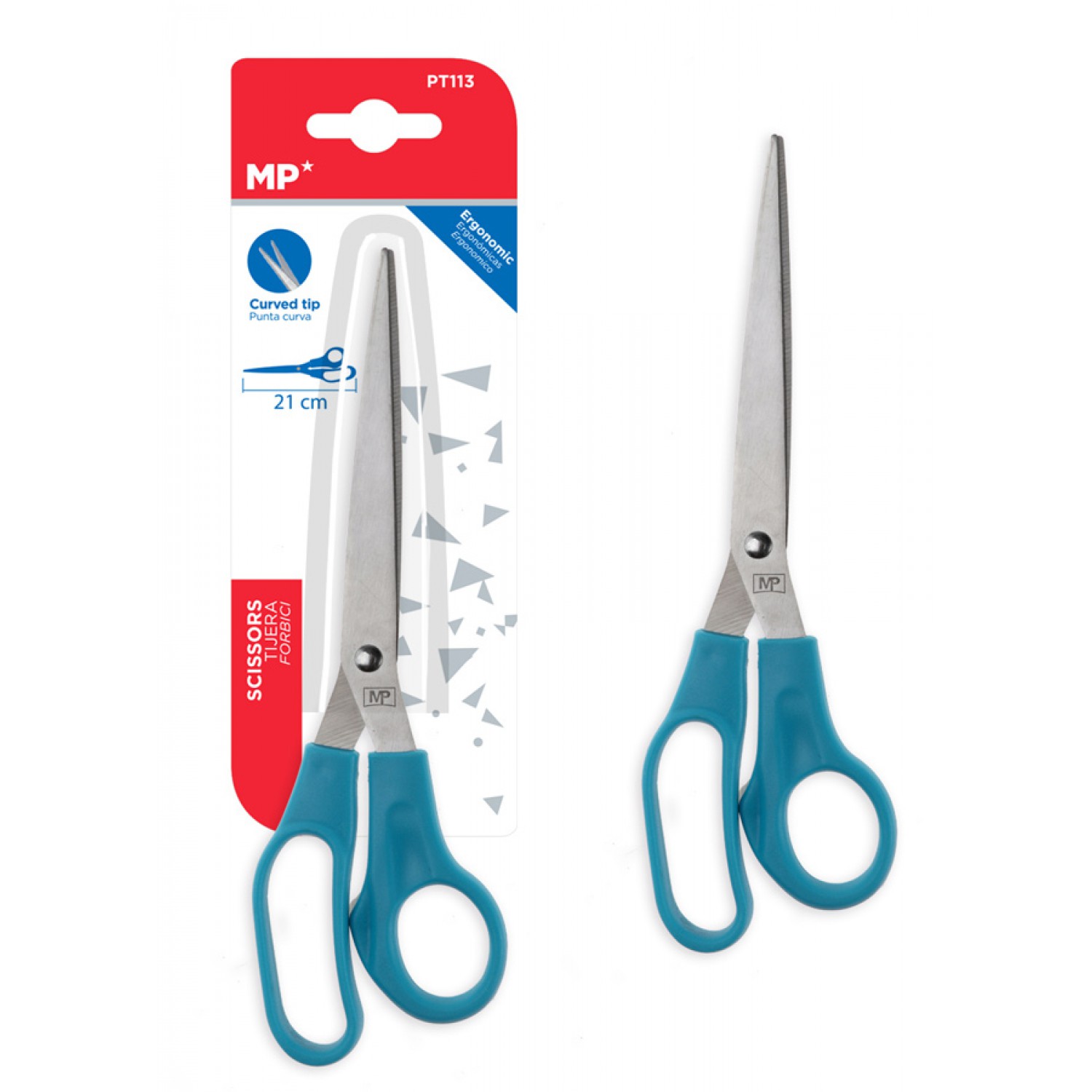 MP ψαλίδι χαρτιού PT113, μεταλλική λεπίδα, 21cm, μπλε MP ψαλίδι χαρτιού PT113, μεταλλική λεπίδα, 21cm, μπλε