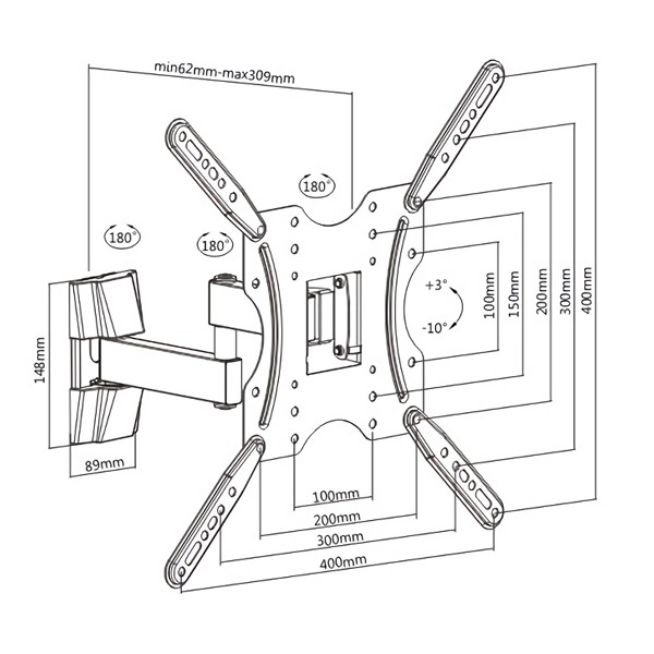 BRATECK επιτοίχια βάση KLA27-442 για τηλεόραση 32-55", full motion, 20kg BRATECK επιτοίχια βάση KLA27-442 για τηλεόραση 32-55", full motion, 20kg