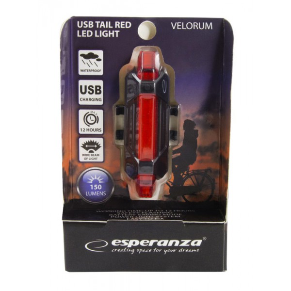 ESPERANZA οπίσθιος φωτισμός ποδηλάτου, επαναφορτιζόμενος, 450mAh, 150lm