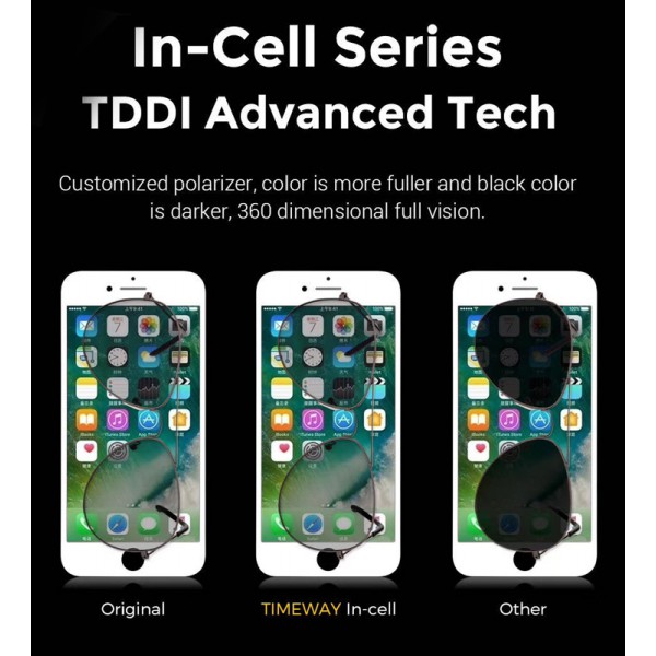 TW INCELL LCD ILCD-001 για iPhone 6, camera-sensor ring, earmesh, μαύρη