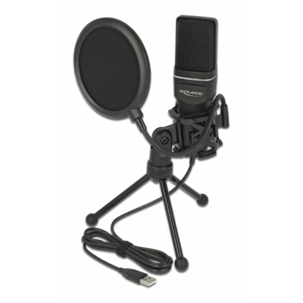 DELOCK Mικρόφωνο studio με pop φίλτρο & αντιανέμιο 66331, πυκνωτικό, USB DELOCK Mικρόφωνο studio με pop φίλτρο & αντιανέμιο 66331, πυκνωτικό, USB