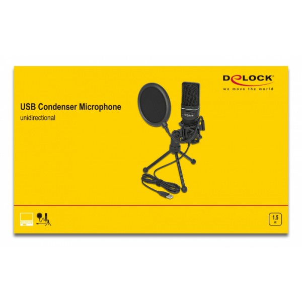 DELOCK Mικρόφωνο studio με pop φίλτρο & αντιανέμιο 66331, πυκνωτικό, USB DELOCK Mικρόφωνο studio με pop φίλτρο & αντιανέμιο 66331, πυκνωτικό, USB