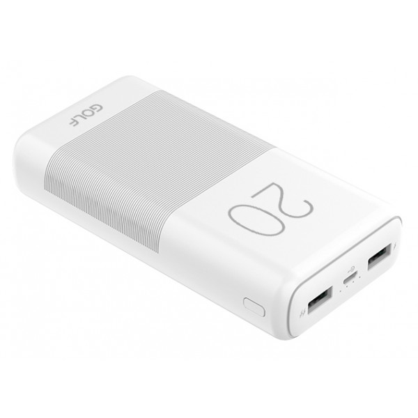 GOLF Power bank Candy G81 20000mAh, 2x output, 2.1A, λευκό GOLF Power bank Candy G81 20000mAh, 2x output, 2.1A, λευκό