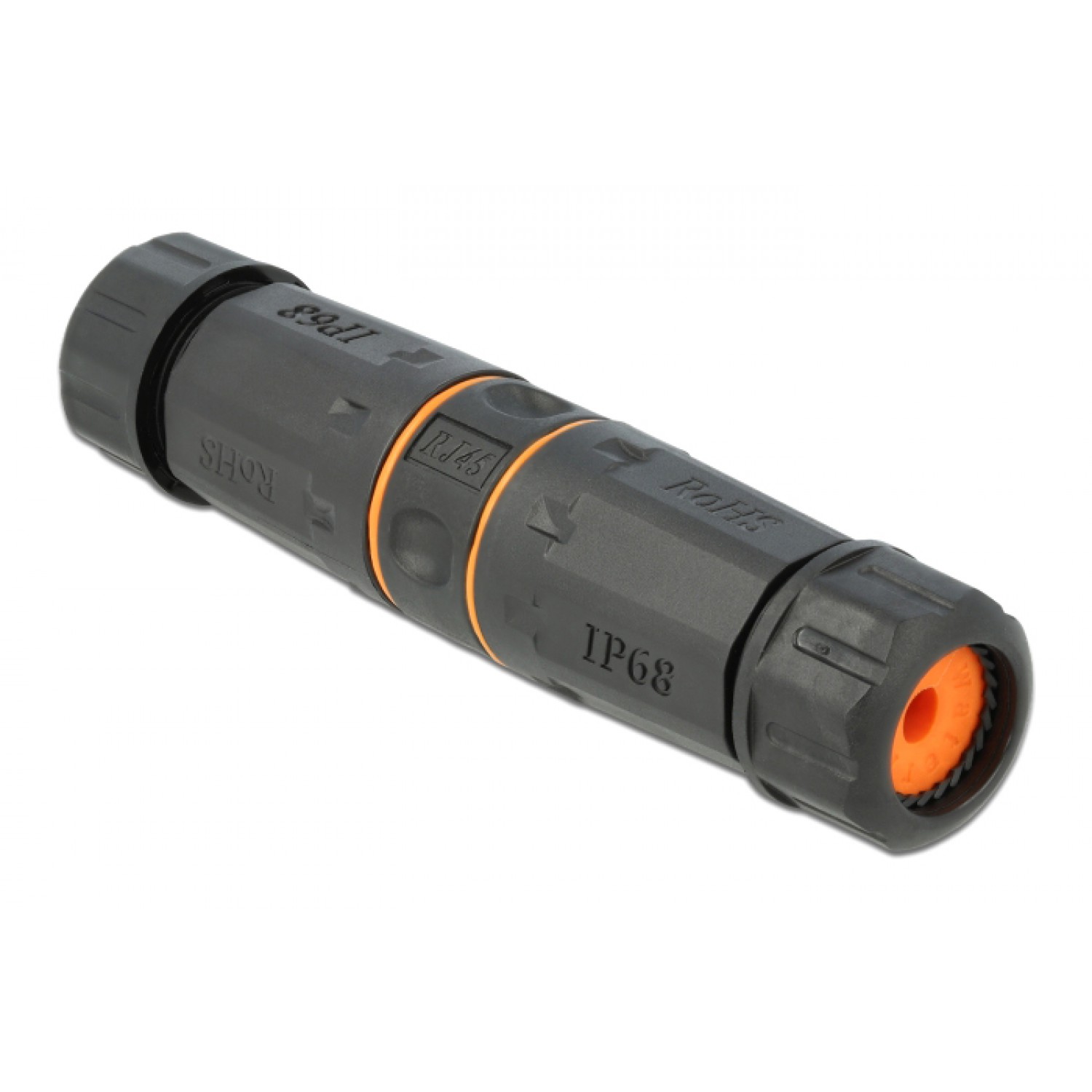 DELOCK αδιάβροχος αμφίδρομος σύνδεσμος RJ45 Cat.6A 86692, πορτοκαλί