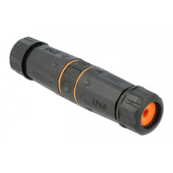 DELOCK αδιάβροχος αμφίδρομος σύνδεσμος RJ45 Cat.6A 86692, πορτοκαλί