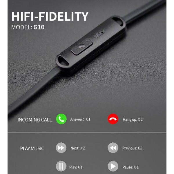 CELEBRAT earphones με μικρόφωνο G10, 10mm, 3.5mm, 1.2m, μαύρα CELEBRAT earphones με μικρόφωνο G10, 10mm, 3.5mm, 1.2m, μαύρα