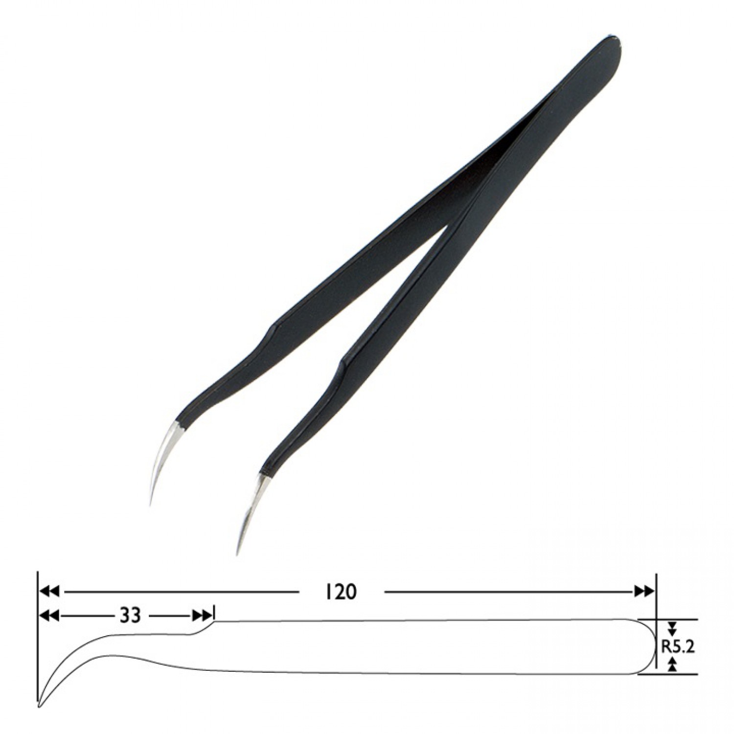 SPROTEK ESD αντιστατική τσιμπίδα ST-T511, 120mm, κυρτή SPROTEK ESD αντιστατική τσιμπίδα ST-T511, 120mm, κυρτή