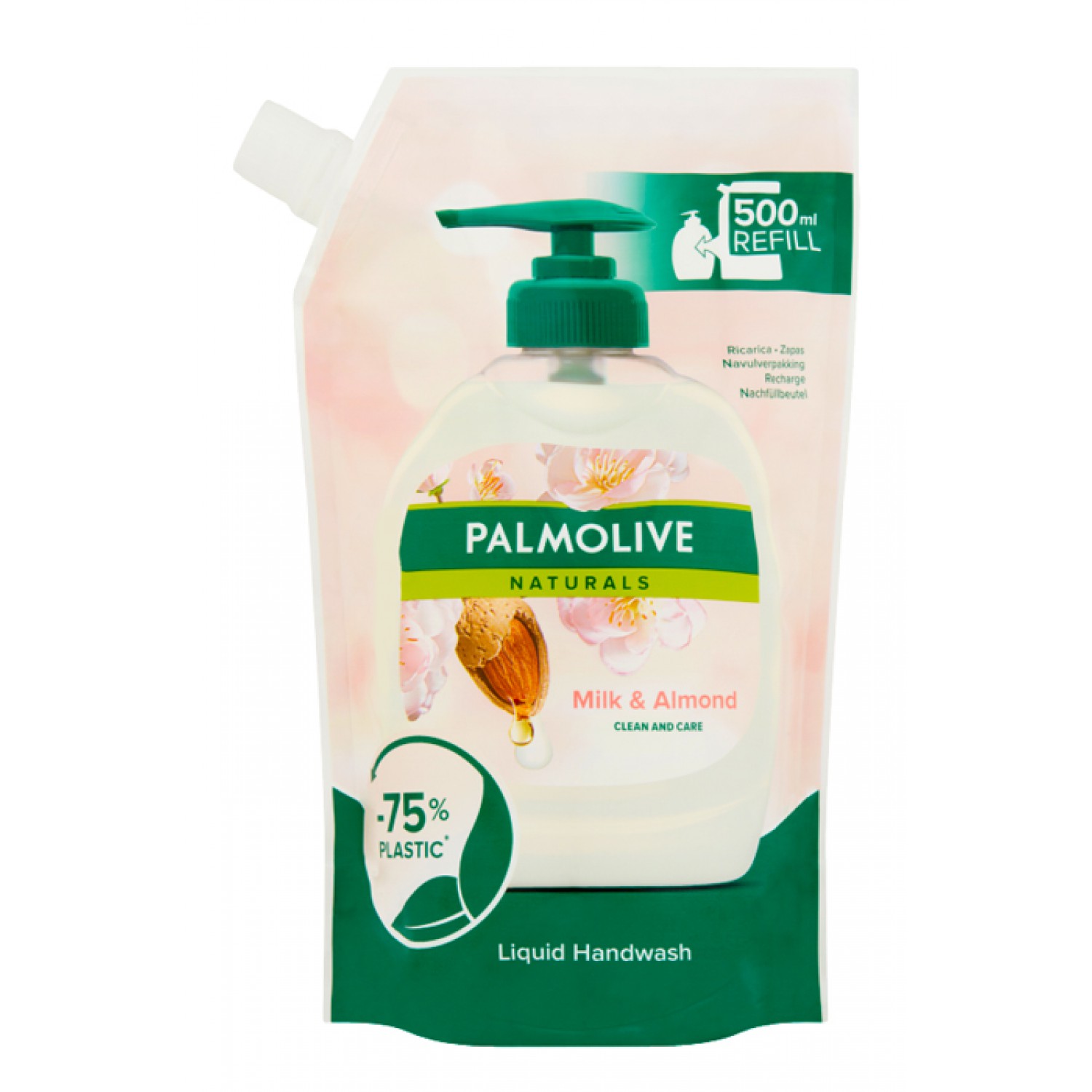 PALMOLIVE κρεμοσάπουνο Clean & care γάλα & αμύγδαλο, ανταλλακτικό, 500ml PALMOLIVE κρεμοσάπουνο Clean & care γάλα & αμύγδαλο, ανταλλακτικό, 500ml