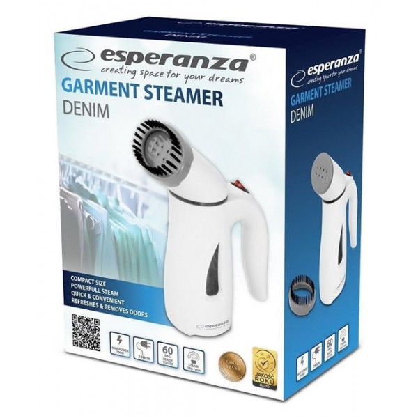 ESPERANZA ατμοκαθαριστής χειρός Denim EHI007, 110ml, 700W, λευκός ESPERANZA ατμοκαθαριστής χειρός Denim EHI007, 110ml, 700W, λευκός