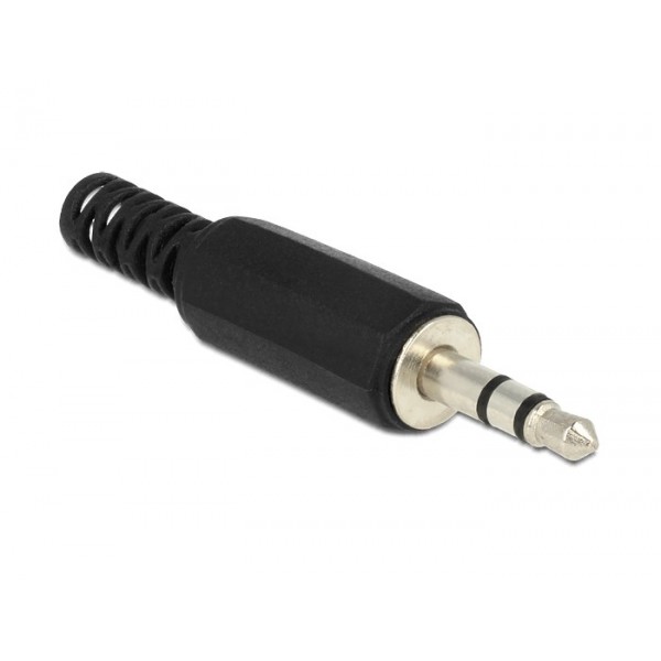 DELOCK Βύσμα 3.5mm Stereo, 3 pin, Bend Protection, πλαστικό, μαύρο DELOCK Βύσμα 3.5mm Stereo, 3 pin, Bend Protection, πλαστικό, μαύρο