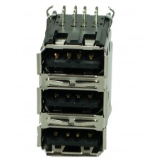 USB 2.0 Connector Triple, up, Silver/Black
