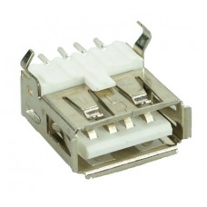 USB 2.0 Connector A TYPE, up Solder in, Silver/White