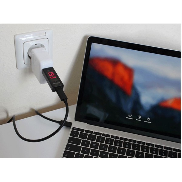 DELOCK Adapter Type-C male σε female, LED indicator για Voltage & Ampere