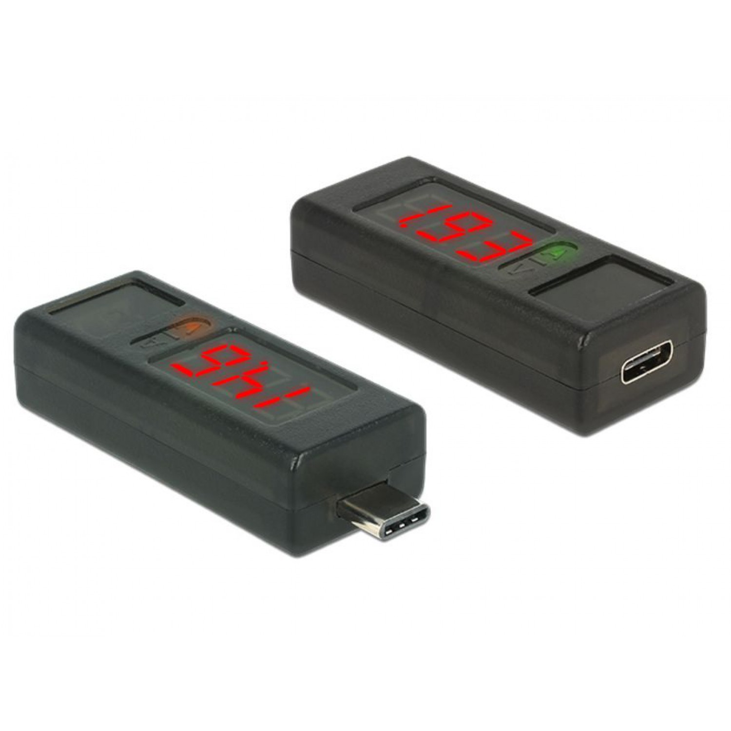 DELOCK Adapter Type-C male σε female, LED indicator για Voltage & Ampere