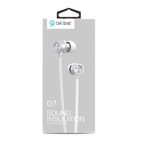 CELEBRAT Earphones με μικρόφωνο D7, 10mm, 3.5mm, 1.2m, λευκό CELEBRAT Earphones με μικρόφωνο D7, 10mm, 3.5mm, 1.2m, λευκό