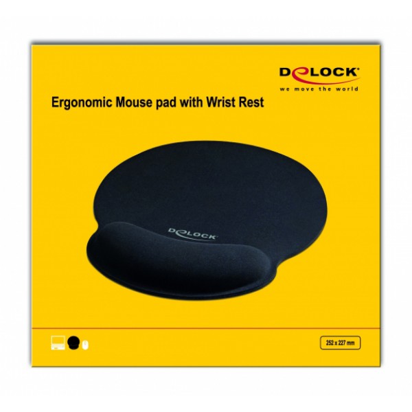 DELOCK Mousepad 12559 με στήριγμα καρπού, 252 x 227mm, μαύρο DELOCK Mousepad 12559 με στήριγμα καρπού, 252 x 227mm, μαύρο