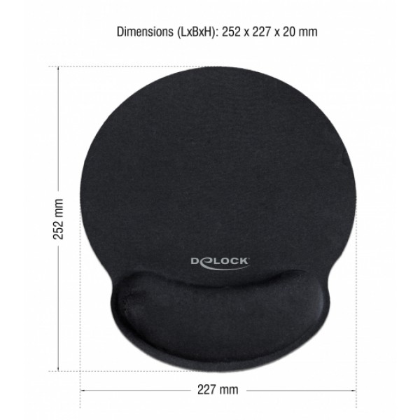 DELOCK Mousepad 12559 με στήριγμα καρπού, 252 x 227mm, μαύρο DELOCK Mousepad 12559 με στήριγμα καρπού, 252 x 227mm, μαύρο