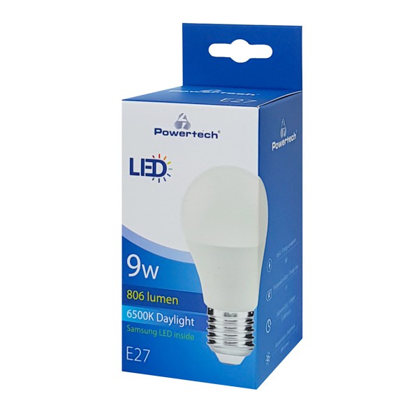 POWERTECH LED Λάμπα E27-004 9W, 6500K, E27, Samsung LED, IC POWERTECH LED Λάμπα E27-004 9W, 6500K, E27, Samsung LED, IC