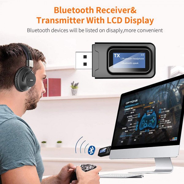 Wireless receiver & transmitter με οθόνη BT-005, bluetooth 5.0 EDR Wireless receiver & transmitter με οθόνη BT-005, bluetooth 5.0 EDR