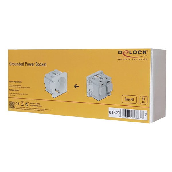 DELOCK module πρίζας ρεύματος Easy 45 81320, 45x45mm, 10τμχ