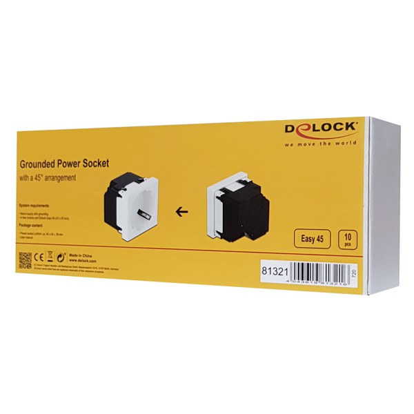 DELOCK module πρίζας ρεύματος Easy 45 81321, 45°, 45x45mm, 10τμχ