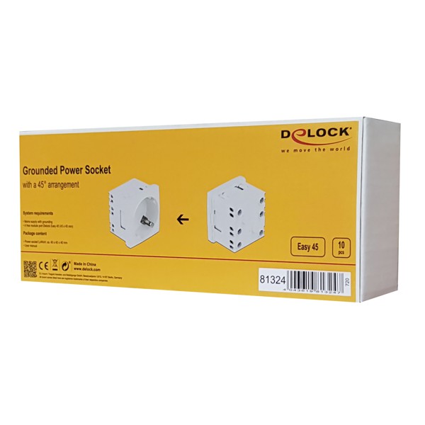 DELOCK module πρίζας ρεύματος Easy 45 81324, 45°, 45x45mm, 10τμχ DELOCK module πρίζας ρεύματος Easy 45 81324, 45°, 45x45mm, 10τμχ
