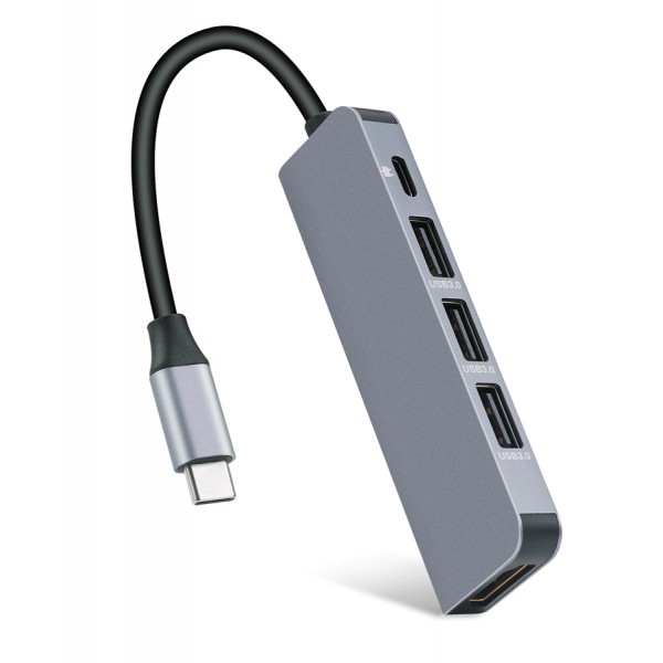 POWERTECH docking station CAB-UC045, 5 θυρών, USB-C σύνδεση, 4K, ασημί POWERTECH docking station CAB-UC045, 5 θυρών, USB-C σύνδεση, 4K, ασημί