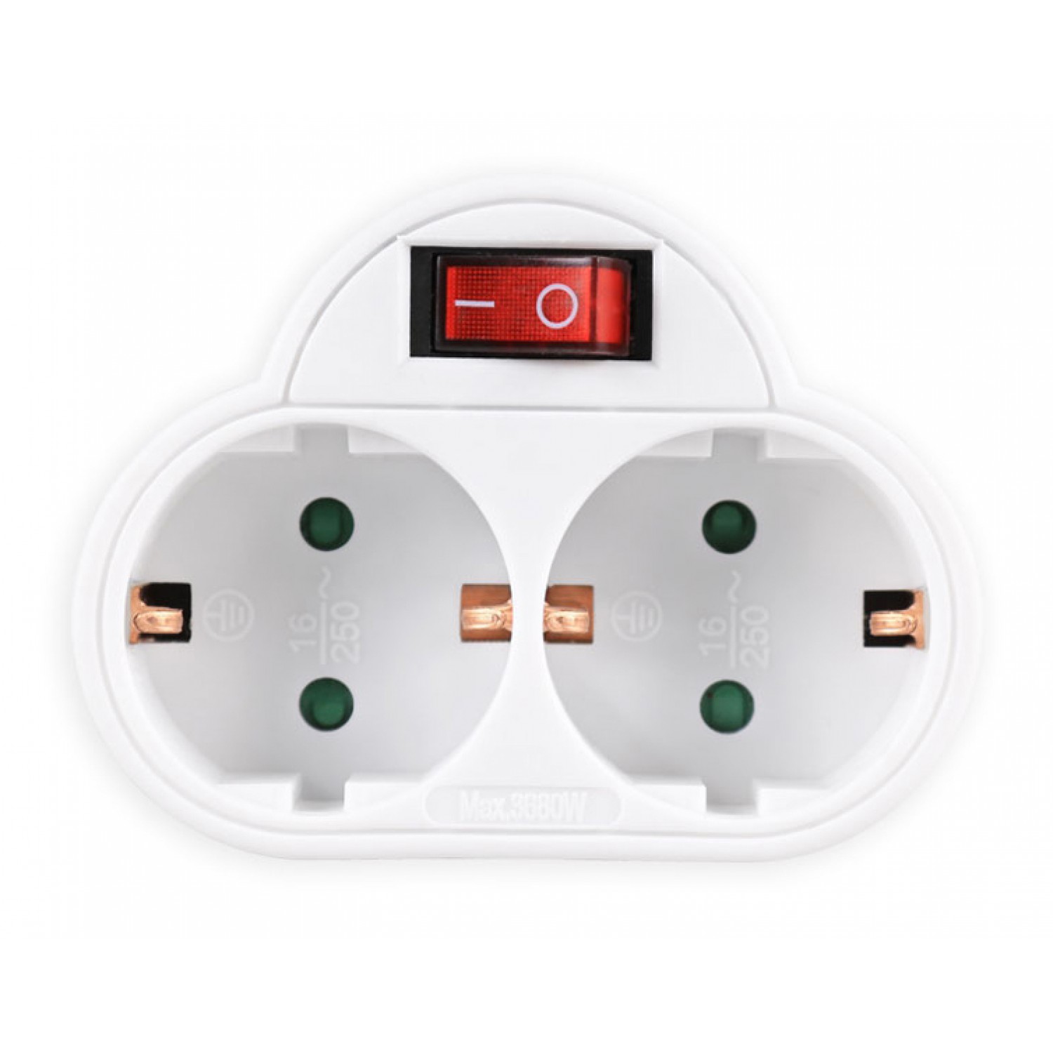 POWERTECH αντάπτορας ρεύματος PT-814, 2x schuko, 250V 16A, λευκός POWERTECH αντάπτορας ρεύματος PT-814, 2x schuko, 250V 16A, λευκός