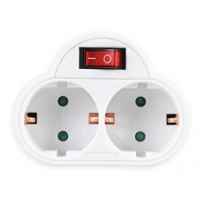 POWERTECH αντάπτορας ρεύματος PT-814, 2x schuko, 250V 16A, λευκός