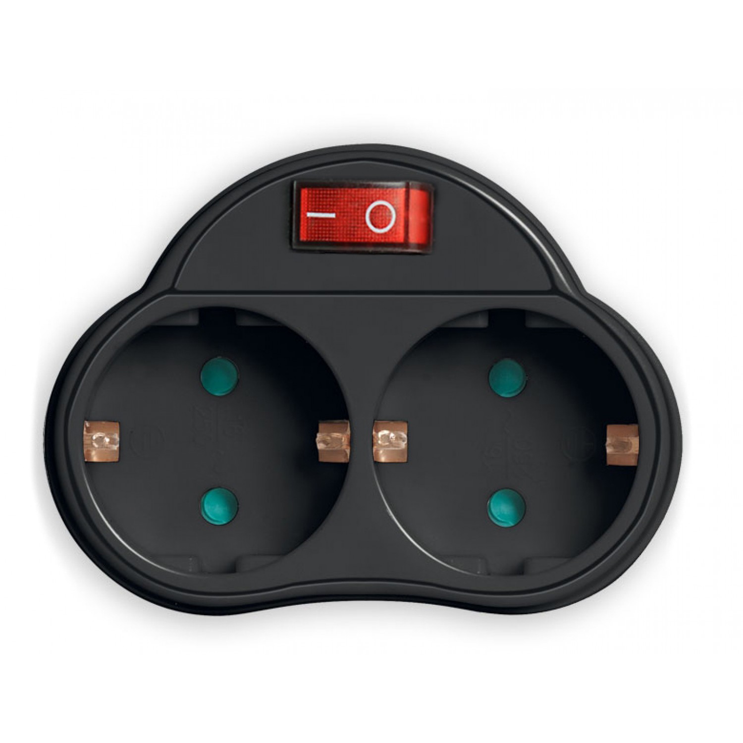 POWERTECH αντάπτορας ρεύματος PT-815, 2x schuko, 250V 16A, μαύρος