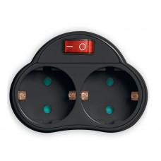 POWERTECH αντάπτορας ρεύματος PT-815, 2x schuko, 250V 16A, μαύρος