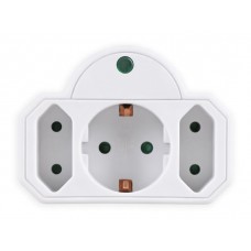 POWERTECH αντάπτορας ρεύματος PT-816, 1x schuko, 2x euro, 16A, λευκός