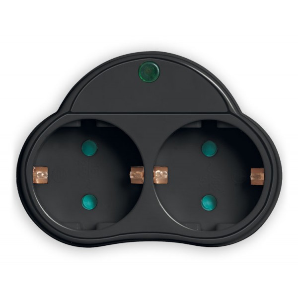 POWERTECH αντάπτορας ρεύματος PT-819, 2x schuko, 250V 16A, μαύρος POWERTECH αντάπτορας ρεύματος PT-819, 2x schuko, 250V 16A, μαύρος