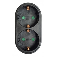 POWERTECH αντάπτορας ρεύματος PT-821, 2x schuko, 250V 16A, μαύρος