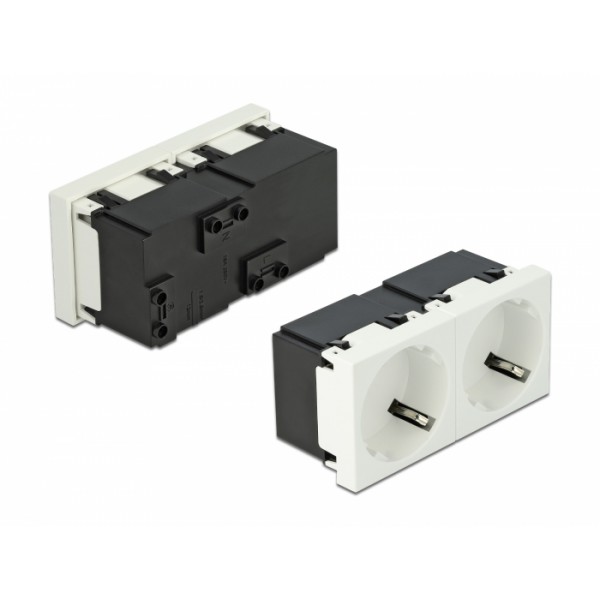 DELOCK διπλό module πρίζας ρεύματος Easy 45 81322, 45°, 45x45mm, 5τμχ DELOCK διπλό module πρίζας ρεύματος Easy 45 81322, 45°, 45x45mm, 5τμχ
